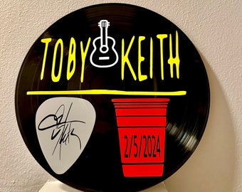 Toby Keith Themed Vinyl Record Art Created On A Recycled 12 Inch Record