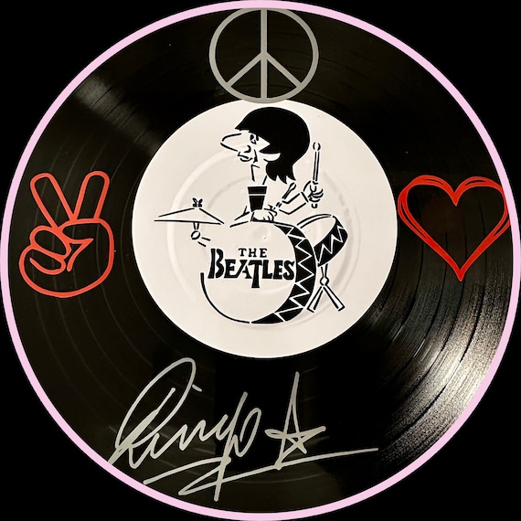 Beatles Ringo Starr Vinyl Record Art: Peace and Love Recycled