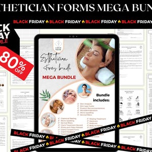 Pacote de formulários de admissão de esteticista - liquidação de black friday - Formulário de consulta de consentimento de esteticista - Formulário de consulta facial