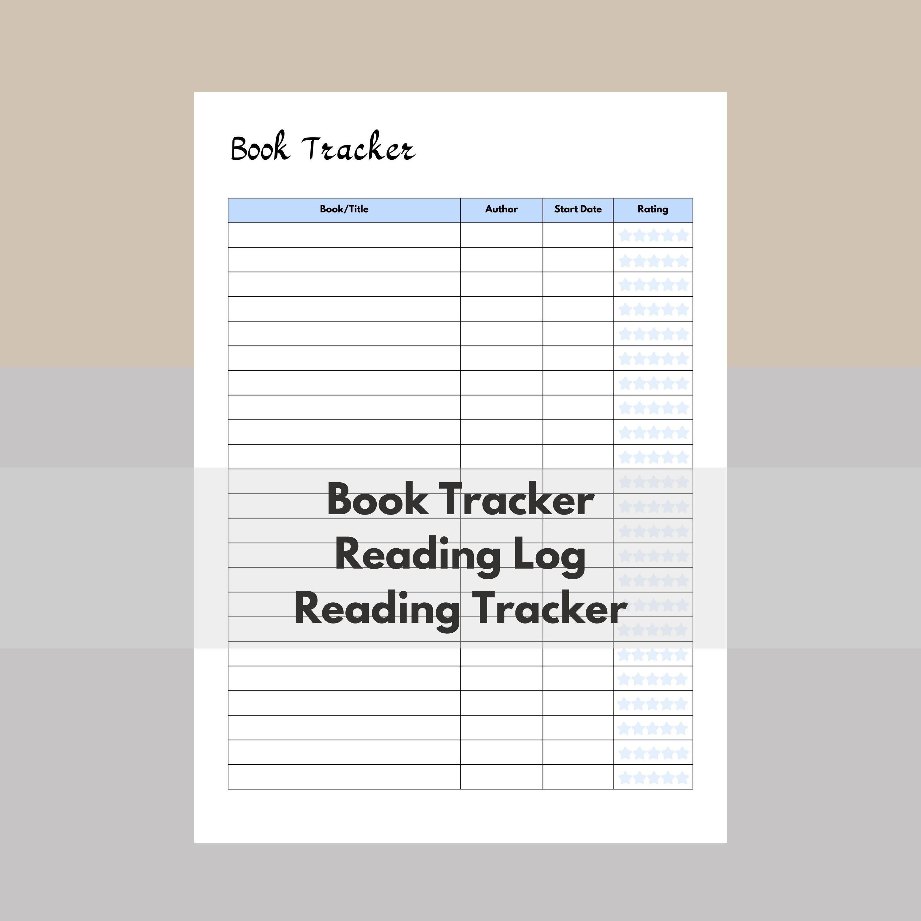 Printable Book Reading Tracker, Book Reading Journal, Book Reading Log ...