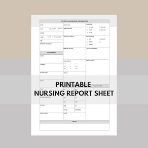 Nursing Report Sheet, Pflegehirn-Bogen, ICU-Bogen, Patientenrapport, Pflegekonzeptkarte, A4 und US Letter