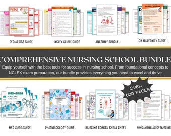 Nursing School Study Guide Bundle, NCLEX Prep (Digital Download)