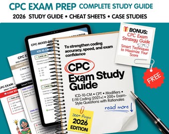 CPC Exam Study Guide 2026 | ICD-10, CPT, E/M + 200 Practice Questions (pdf Download
