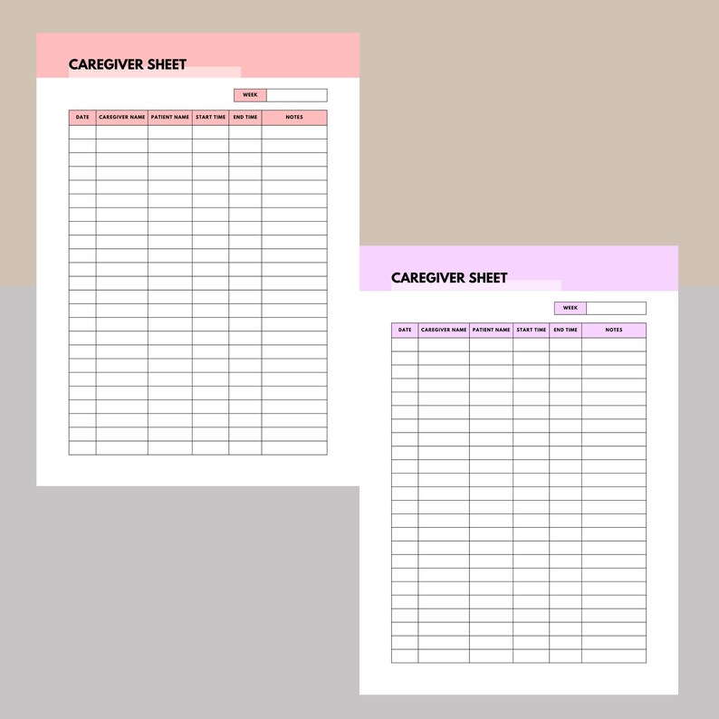 Caregiver Time Sheet Caregiver Log Caregiver Checklist Caregiver Caregiver time sheet caregiver log caregiver checklist caregiver