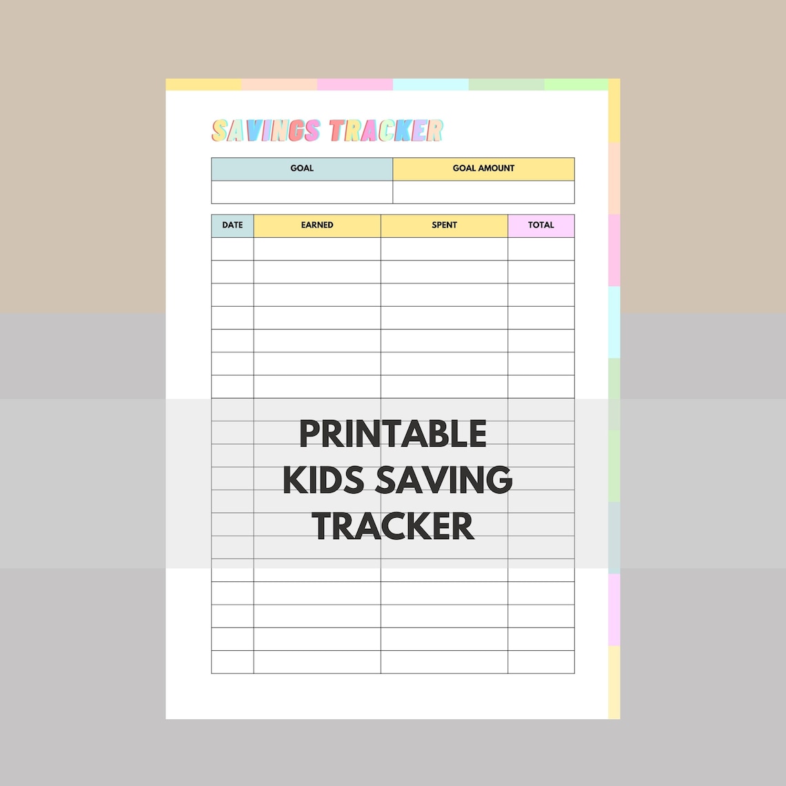 Printable Kids Savings Tracker Kids Savings Log Kids Money - Etsy