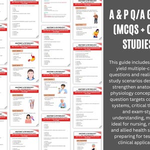 May include: A & P Q/A Guide (MCQS + Case Studies) with multiple-choice questions and case study scenarios. The guide is designed to strengthen anatomy and physiology concepts for nursing, medical, and allied health students.