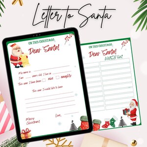 Carta a Papá Noel - Carta para niños a Papá Noel - Cartas imprimibles - Carta de Navidad - Lista de deseos navideños para niños - Carta a Papá Noel