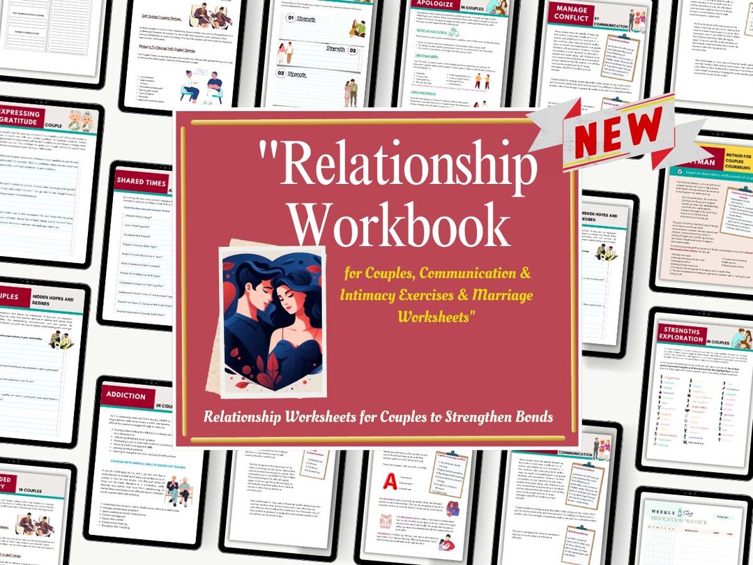 Couples Therapy Workbook Bundle, Relationship Communication Worksheets ...