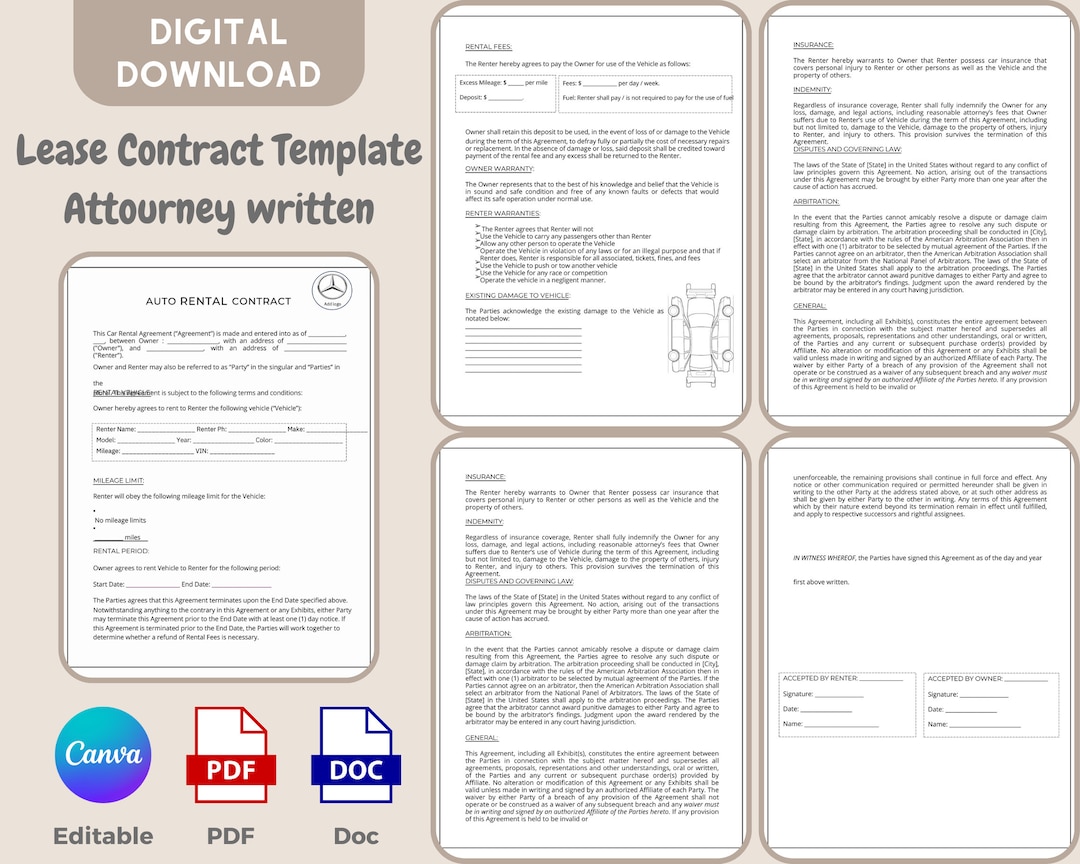 Car Rental Agreement - Vehicle Rental Agreement - Car Rentals Contract ...