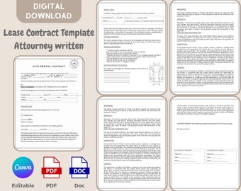 Car Rental Agreement Template – Editable Word & PDF (Instant Download)