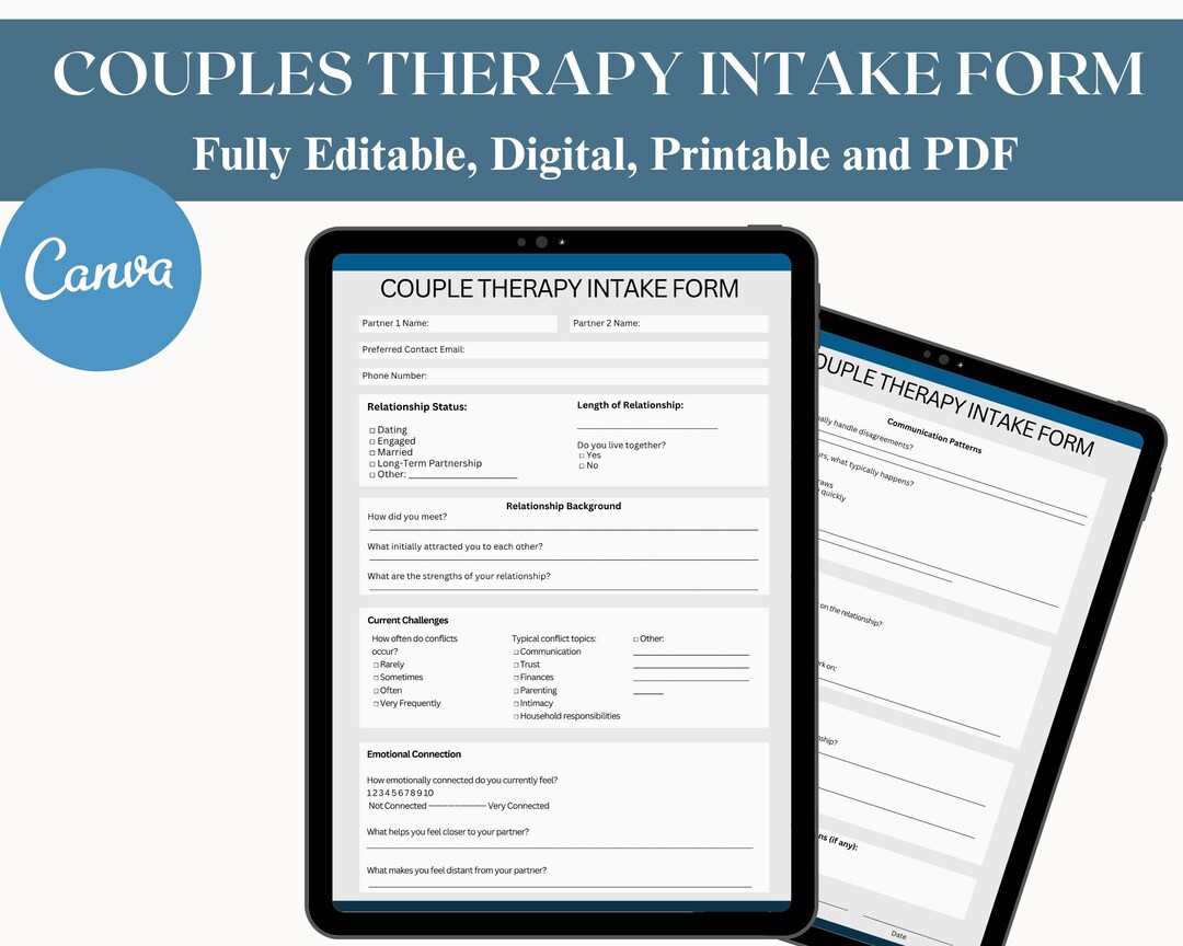 Couples Therapy Intake Form | Relationship Assessment PDF (editable) - Etsy