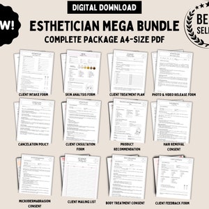 Esthetician Forms Ultimate Bundle Pack | 18-Page Digital Downloads | Esthetician Printable Consent Forms