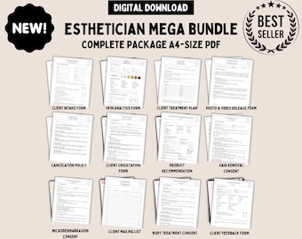 Esthetician Forms Mega Bundle: 18-sidiga mallar för klientmedgivande (digital nedladdning)