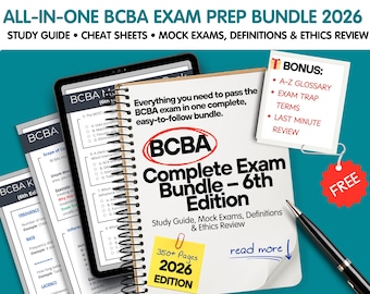 BCBA Exam Prep Bundle (6th Edition) | Study Guide, Mock Exams, Definitions (PDF Download)