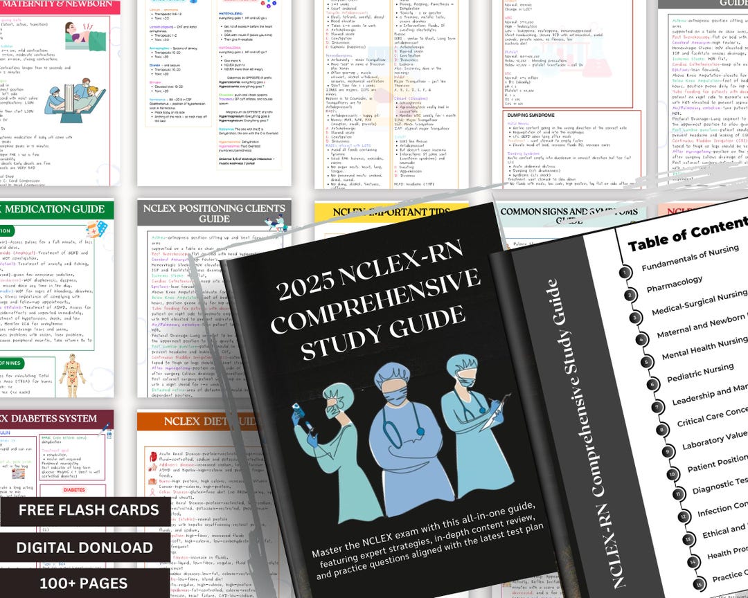 Rn Study Guide 2025 NCLEX-RN Study Guide | 300+ Practice Questions (PDF) - Etsy