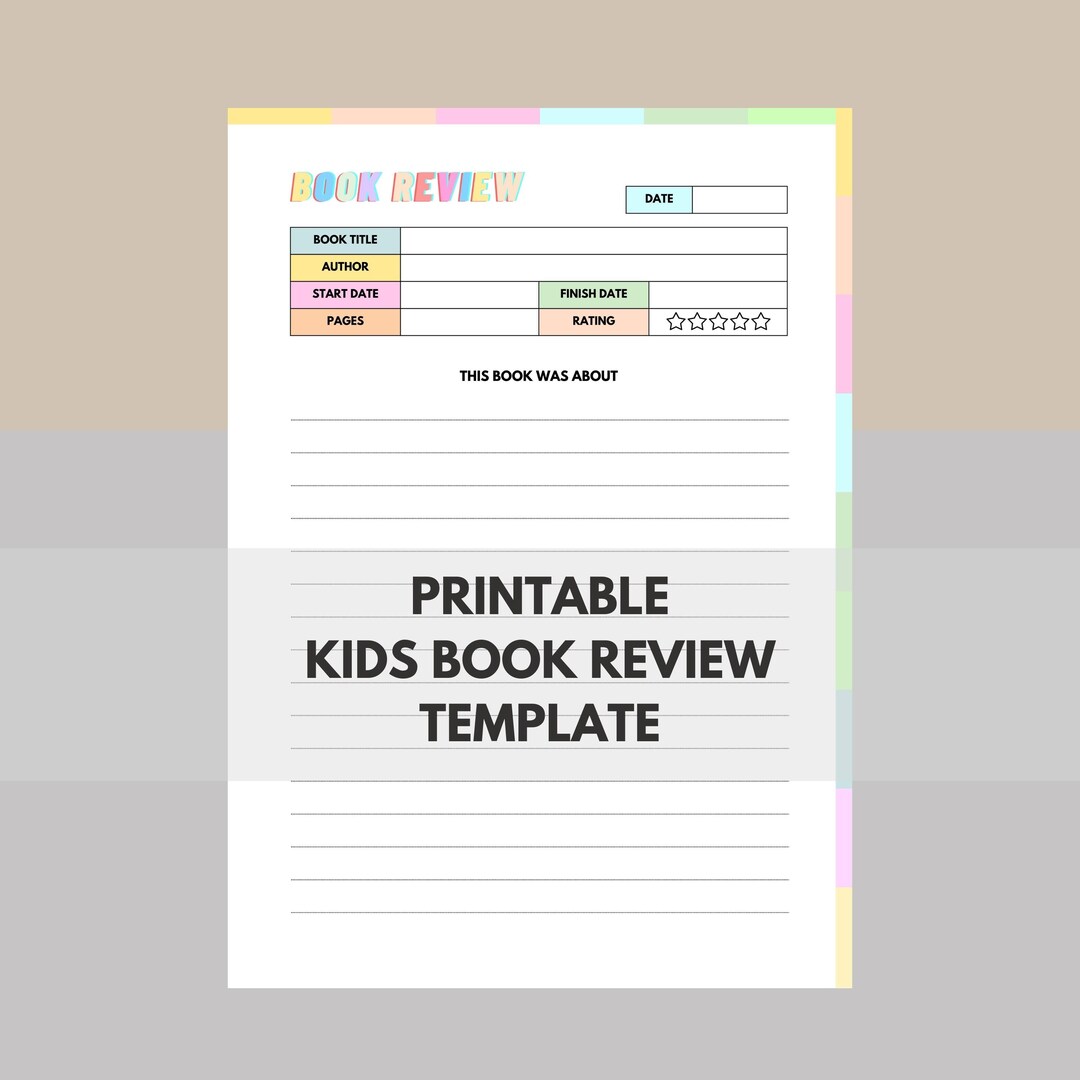 Printable Kids Book Review Template Book Review Journal Book Etsy