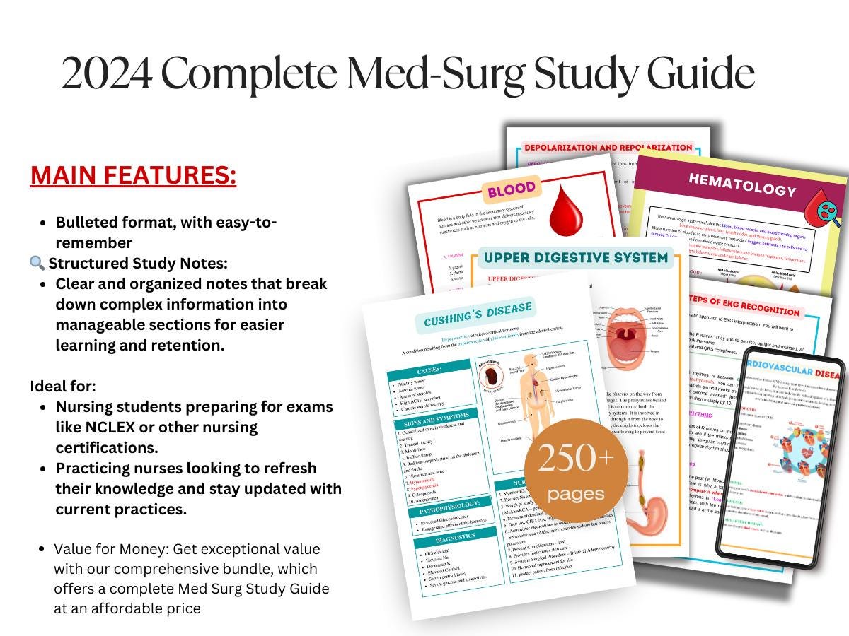 Med-surg Study Bundle | Nursing Study Guide | Med Surg Notes| Nursing ...