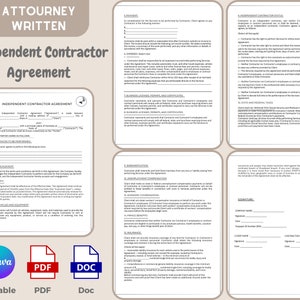 Independent Contractor Agreement Template Printable. Editable Independent Contractor Contract. MS Word & PDF. Instant Download.