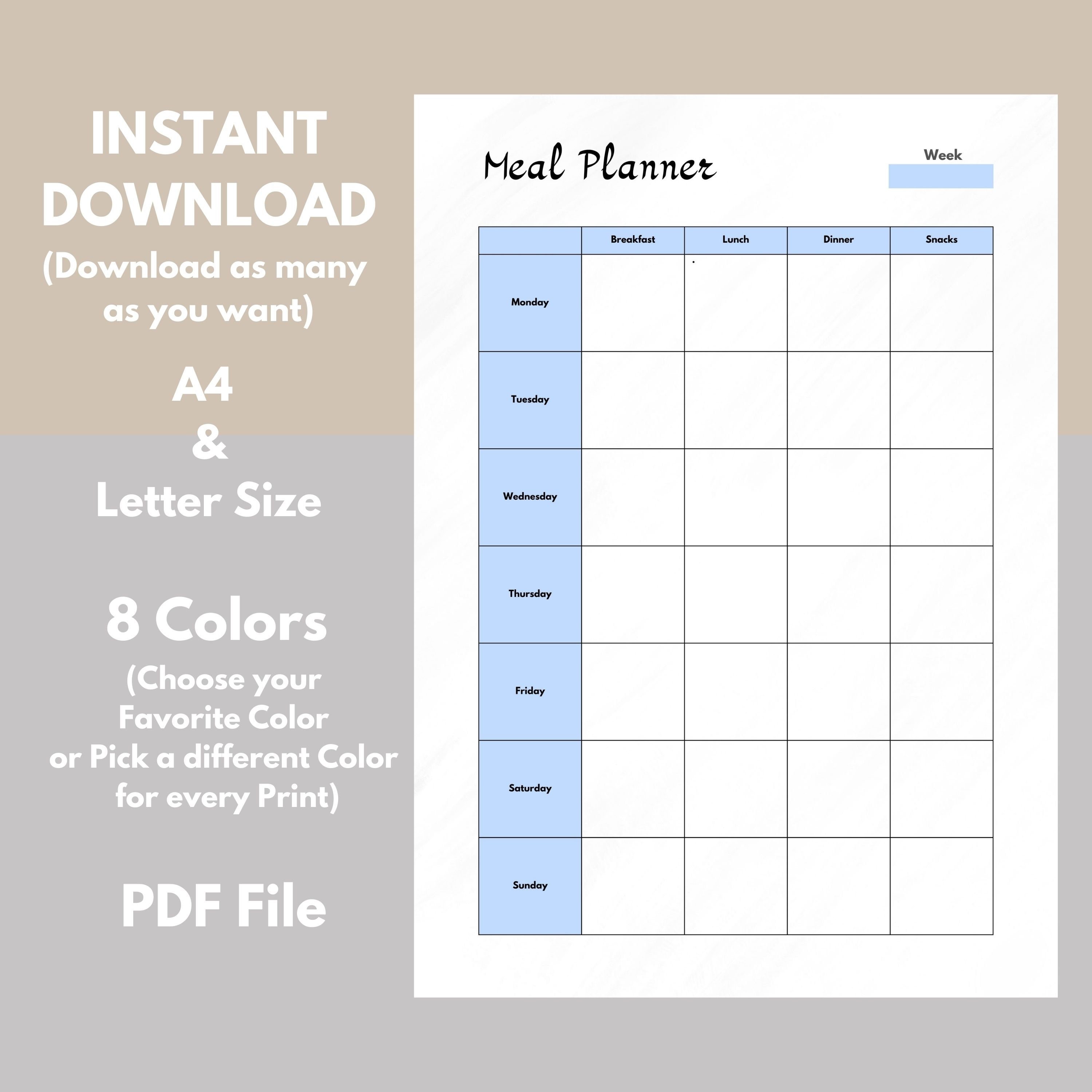 Simple Weekly Menu Planner Template for Home (Free PDF)