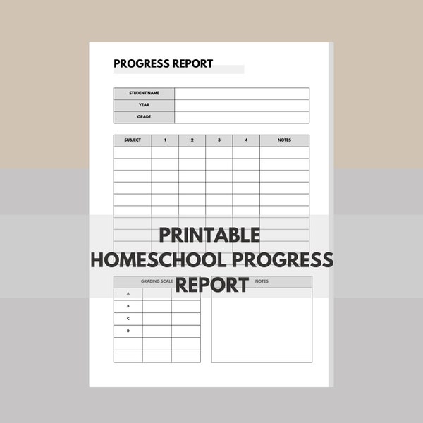 Homeschool Report Card Template Etsy