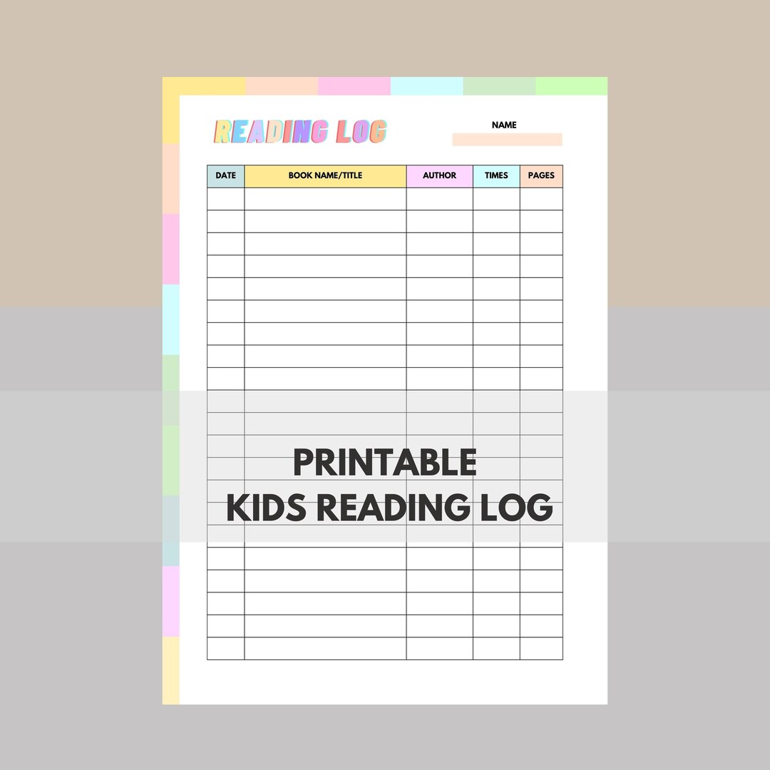 Printable Kids Reading Log, Reading Log for Kids, Kids Daily Reading ...