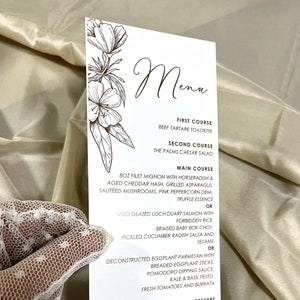 Tarjetas de menú de boda, tarjetas de menú de cena elegantes clásicas, tarjeta de menú con tarjeta de lugar, tarjeta de menú moderna, menú personalizable, menú de cumpleaños, 350GSM