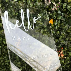 Uitnodiging babyshower, moderne uitnodigingen, witte acryluitnodigingen, tedybeer, doorzichtige acryluitnodiging, verjaardagsuitnodigingen