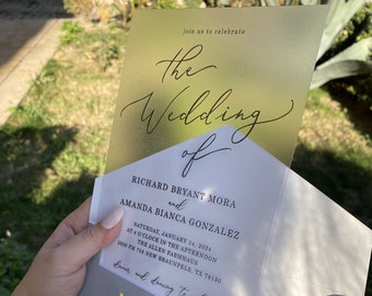 Minimalist Frosted Acrylic Wedding Invitation Set