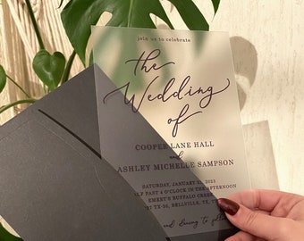 Minimalist Frosted Acrylic Wedding Invitation Set
