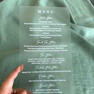 Karta menu akrylowa, obszerna karta menu weselnego, karta szczegółów weselnych z akrylu, karta przyjęcia weselnego z akrylu, specjalny projekt dla Ciebie, mrożona