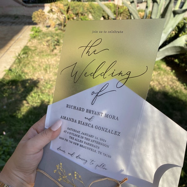 Minimalist Frosted Acrylic Wedding Invitation Set