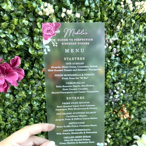 Karta menu z akrylu, menu weselne, karta ze szczegółami ślubu z akrylu, karta z akrylu na przyjęcie weselne, menu z folii złotej, menu z folii srebrnej
