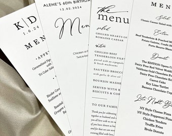 Elegant Wedding Menu Cards: Customizable Dinner Menu, 350 GSM