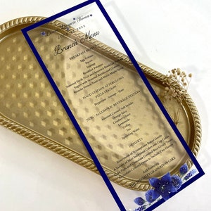 Karta menu z akrylu, menu weselne, karta ze szczegółami ślubu z akrylu, karta z akrylu na przyjęcie weselne, menu z folii złotej, 1 mm przezroczyste menu z twardego akrylu