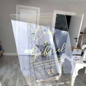 Folie Einladung, Gold, Silber, Roségold und Jede Farbe Hochzeitseinladung, Acryl Hochzeitseinladung, Elegante Hochzeit Moderne Einladungen