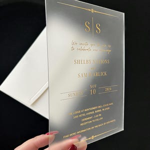 Gold Helle Folie Einladung, Acryl Hochzeitseinladung, Stilvolle Hochzeit Moderne Einladungen, mattierte und klare Gold helle Einladung