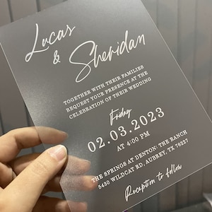 Faire-part de mariage, Faire-part en acrylique, Faire-part en acrylique doré, Design minimaliste, Faire-part en acrylique transparent, Ensemble de faire-part de mariage