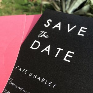 Invitaciones en negro, blanco y dorado, diseño minimalista, invitación de boda, elegante tarjeta para guardar la fecha, tarjeta personalizada moderna y sencilla para guardar la fecha
