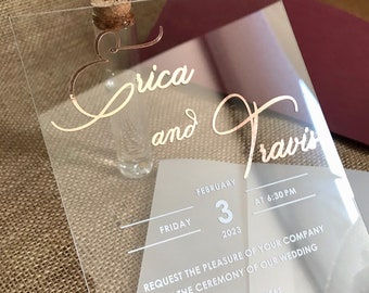 Elegant Acrylic Wedding Invitation: Minimalist Foil Design