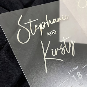 Faire-part de mariage, Faire-part de mariage élégant, Faire-parts uniques, Feuille d'argent ou d'or, Faire-part en acrylique, Carton d'invitation, Faire-part en acrylique