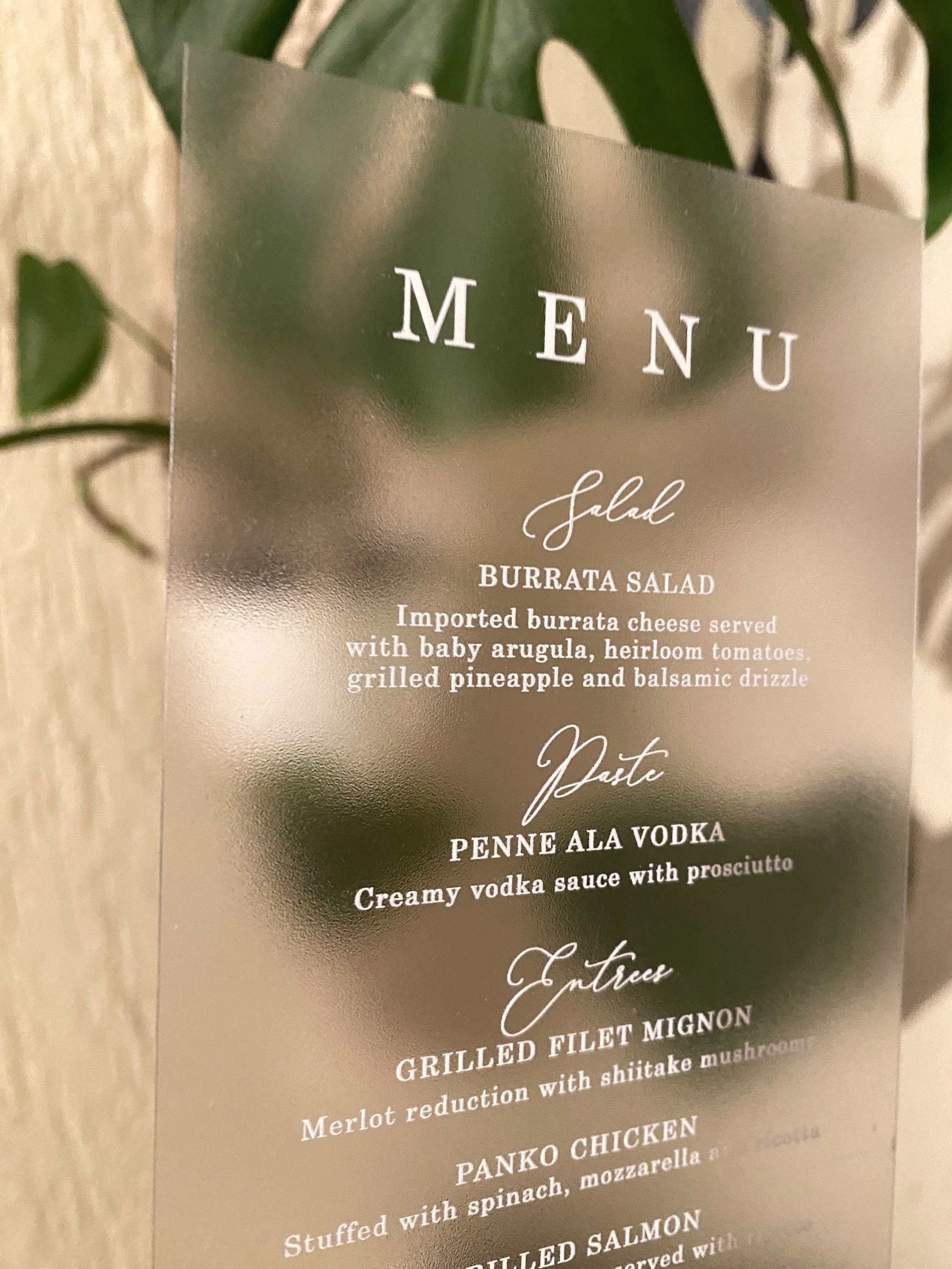 Acrylic Menu Card Wedding Menu Acrylic Wedding Detail Card Etsy UK