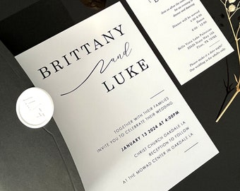Custom Wedding Invitation Set: Minimalist Design with Wax Seal