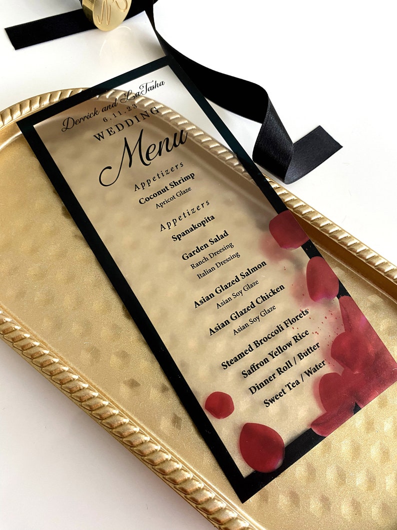 Acrylic Menu Card Wedding Menu Acrylic Wedding Detail Card Etsy