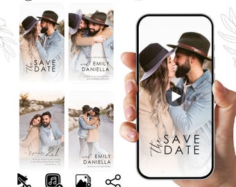 Animated Wedding Save the Date Video: Editable Canva Template