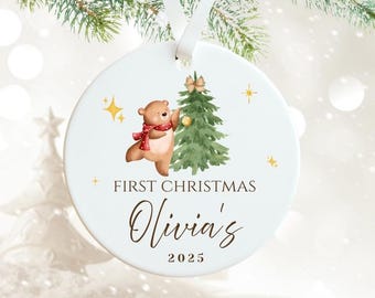 Personalized First Christmas Ornament for Baby, Custom Name, Date & Year, Baby Keepsake