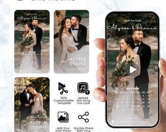 Animated Wedding Save the Date Video: Editable Canva Template