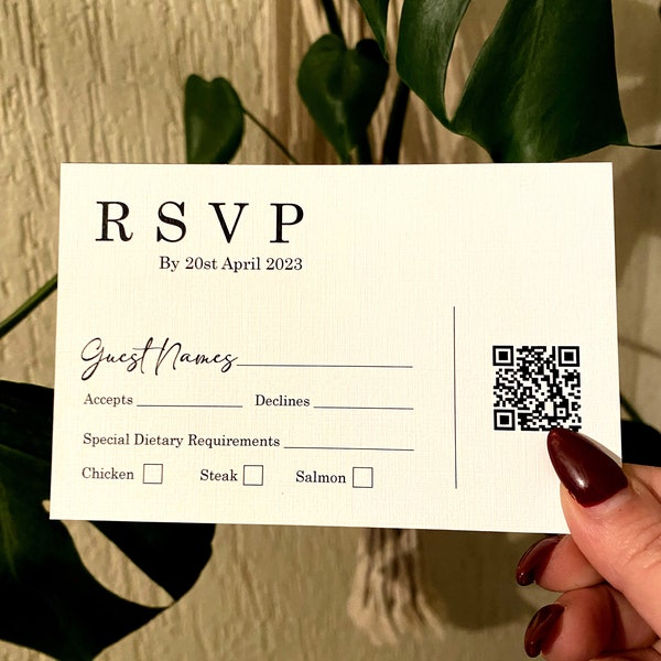 RSVP Cards for Wedding | QR Code Rsvp Card | Minimalist Response Card | Wedding Invitation with Rsvp | Printed RSVP | Textured Card Rsvp