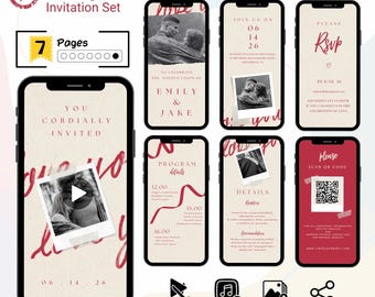 Handwritten Love Wedding Invitation Set: Editable Canva Template (Digital Download)
