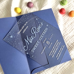 Acryleinladung für Quinceamaßa, Hochzeitseinladungen, Geburtstagseinladungen aus klarem Acryl, Abschlussfeier-Einladung, Sweet Sixteen-Einladung
