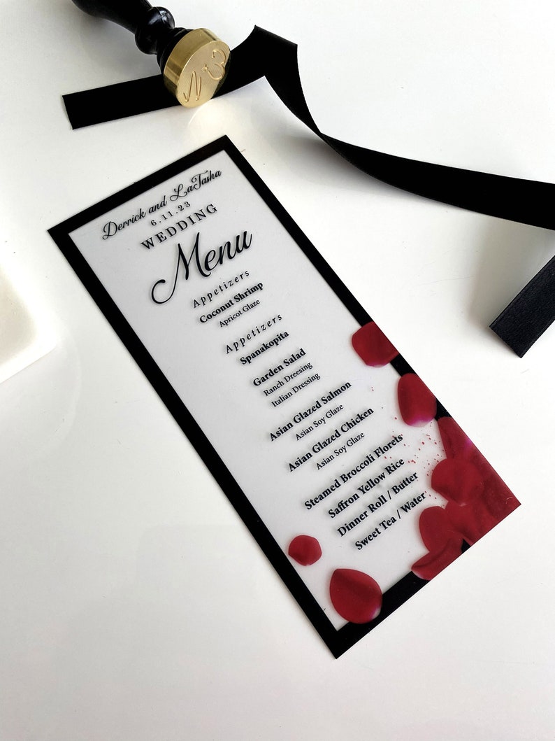 Acrylic Menu Card Wedding Menu Acrylic Wedding Detail Card Etsy